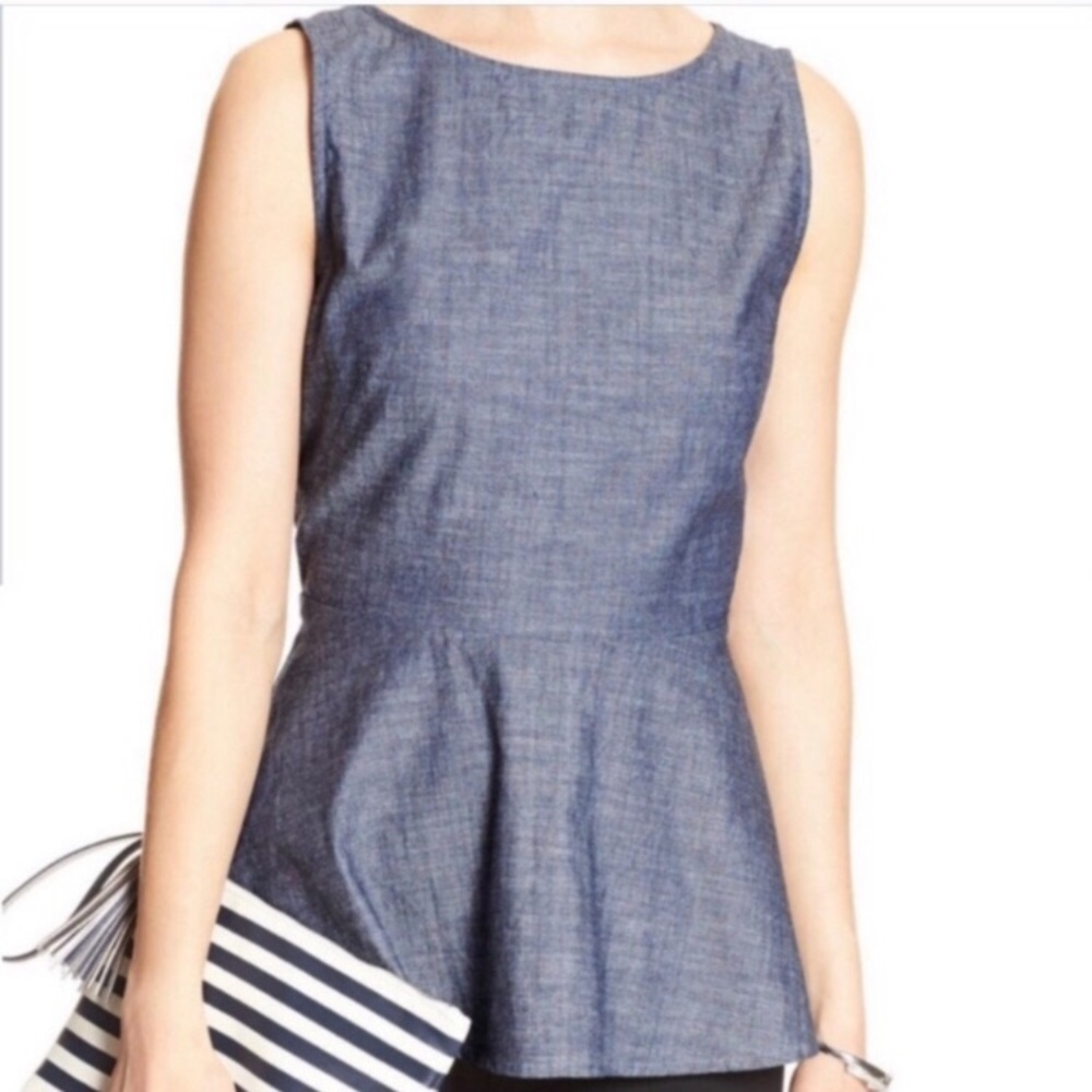 NWT Banana Republic Chambray Peplum Top Sz 12